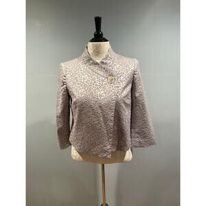 Michael Kors Shiny Gray Leopard Print Jacket Size 8